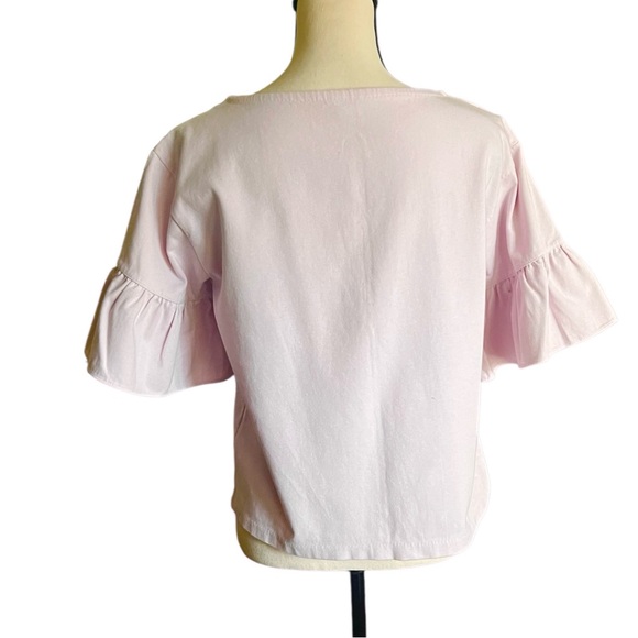J.Crew pale pink Ruffle Sleeve Boxy Top. Size S..100% cotton. - Picture 3 of 10